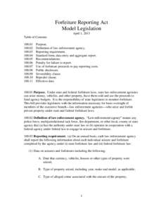 Forfeiture Reporting Act Model Legislation April 1, 2013 Table of Contents[removed]