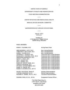 11 UNITED STATES OF AMERICA DEPARTMENT OF HEALTH AND HUMAN SERVICES FOOD AND DRUG ADMINISTRATION +++ CENTER FOR DEVICES AND RADIOLOGICAL HEALTH