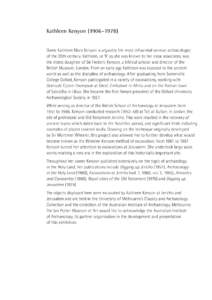 Fertile Crescent / Wheeler-Kenyon method / Biblical scholars / Jericho / UCL Institute of Archaeology / Kenyon / Mortimer Wheeler / Diana Kirkbride / Battle of Jericho / Archaeology / Kathleen Kenyon / Archaeological theory