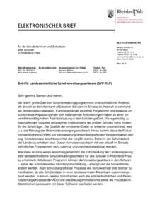 DER STAATSSEKRETÄR  An die Schulleiterinnen und Schulleiter aller Schulen in Rheinland-Pfalz