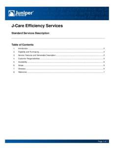 J-Care Efficiency Services Standard Services Description