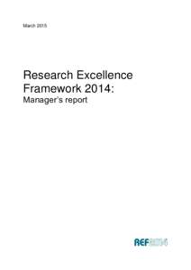 MarchResearch Excellence Framework 2014: Manager’s report