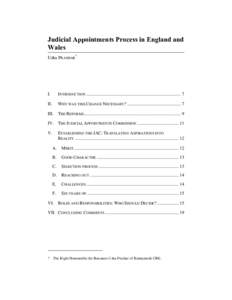 Judicial Appointments Process in England and Wales Usha PRASHAR* I.