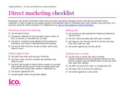 Direct marketing checklist