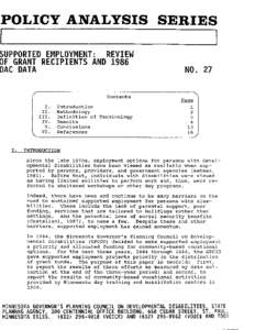 PAS 27:  Supp. Emp: Rev of Grant Recips and 1986 DAC Data