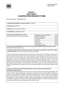 QS-CAS-PROC/31 January 2014 Annex 1 ISO/CASCO CLARIFICATION REQUEST FORM