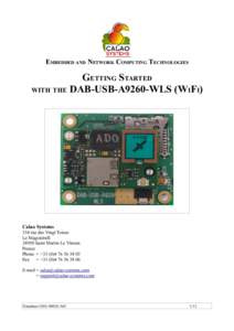 EMBEDDED AND NETWORK COMPUTING TECHNOLOGIES  GETTING STARTED WITH THE DAB-USB-A9260-WLS (WIFI)  Calao Systems