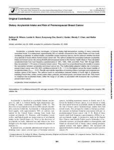 Acrylamide / Amides / Monomers / Risk factors / Breast cancer / Crisp bread / Risk factors for breast cancer / Nutrition / Ovarian cancer / Medicine / Health / Oncology