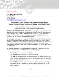 February 23, 2015 FOR IMMEDIATE RELEASE Media Contact: Laurie Roberts 