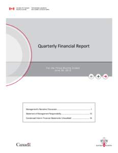 Quarterly Financial Report  For the Three Months Ended June 30, 2012  Management’s Narrative Discussion ............................................................... 1