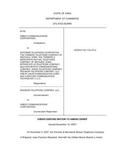 Order Denying Motion to Amend Order