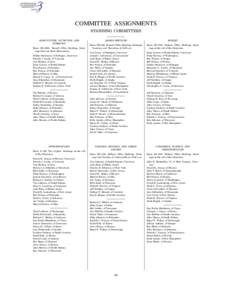 COMMITTEE ASSIGNMENTS STANDING COMMITTEES AGRICULTURE, NUTRITION, AND FORESTRY Room SR–328A. Russell Office Building. Meetings first and third Wednesdays. Debbie Stabenow, of Michigan, Chairman