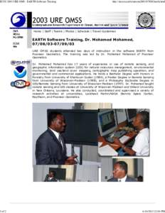 ECSU 2003 URE OMS - EARTH Software Training  1 of 2 http://nia.ecsu.edu/ureoms2003/070803earth.html