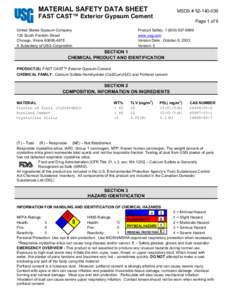 MATERIAL SAFETY DATA SHEET  MSDS # FAST CAST™ Exterior Gypsum Cement United States Gypsum Company