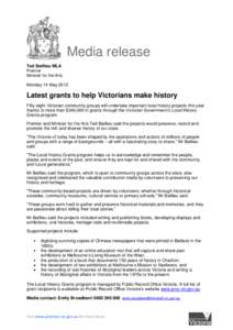 Media release Ted Baillieu MLA Premier Minister for the Arts Monday 14 May 2012