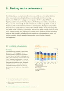 5.	Banking sector performance Notwithstanding an uncertain external environment and the slowdown of the Mainland China economy, the Hong Kong banking sector continued to post vibrant earnings performance. While bank lend