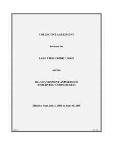 COLLECTIVE AGREEMENT  between the LAKE VIEW CREDIT UNION