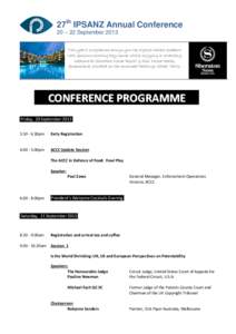 27th IPSANZ Annual Conference 20 – 22 September 2013 This year’s programme brings you the highest calibre speakers with sessions covering key issues whilst enjoying a rewarding weekend at Sheraton Noosa Resort & Spa,
