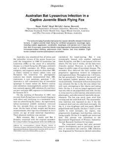 Dispatches  Australian Bat Lyssavirus Infection in a Captive Juvenile Black Flying Fox Hume Field,* Brad McCall, Janine Barrett *Queensland Department of Primary Industries, Moorooka, Australia;