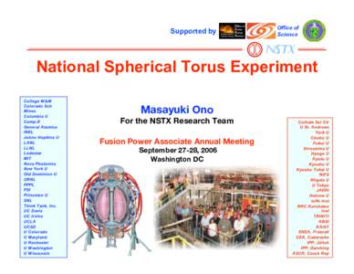 Supported by  Office of Science  National Spherical Torus Experiment