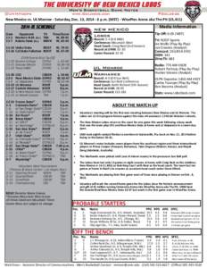 the university of new mexico lobos Men’s Basketball Game Notes  @UNMHoops