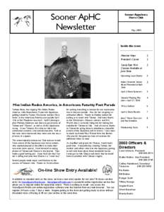 Sooner ApHC Newsletter Sooner Appaloosa Horse Club