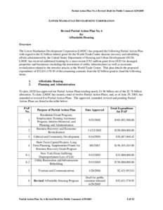 Partial Action Plan No. 6 Revised Draft for Public Comment[removed]LOWER MANHATTAN DEVELOPMENT CORPORATION Revised Partial Action Plan No. 6 for