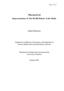 Page 1 of 116  Misconceived Representations of ‘The RU486 Debate’ in the Media  Jenna Daroczy