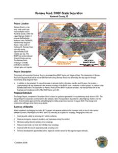 Ramsey Road / BNSF Grade Separation Kootenai County, ID Project Location Ramsey Road is a two lane, north-south rural