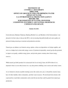 Testimony of Cynthia C. Dougherty, Director, Office of Groundwater & Drinking Water before the Senate Energy & Natural Resources, Subcommittee on Water & Power