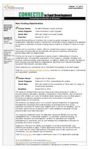 August 13, 2013 (morning edition) CONNECTED to Fund Development Connecting Communities to Resources