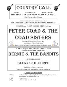 Adelaide Country Music Club Country Call Apr-May 2007 Issue Vol 18.2