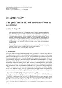 Cambridge Journal of Economics 2009, 33, 1205–1221 doi:cje/bep050 Advance Access publication 17 August 2009 COMMENTARY The great crash of 2008 and the reform of