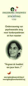 Ondersteuning van psychosociale zorg voor kankerpatiënten en hun naasten  “Vergroot de kwaliteit