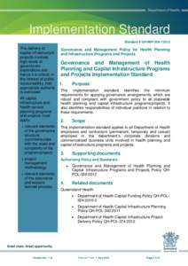 Governance and Management of Health Planning and Capital Infrastructure Programs and Projects Implementation Standard