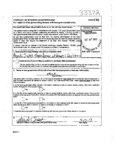 CONFLICT OF INTEREST QUESTIONNAIRE For vendor or other person doing business with local governmental entity FORMCIQ  OFFICE USE ONLY