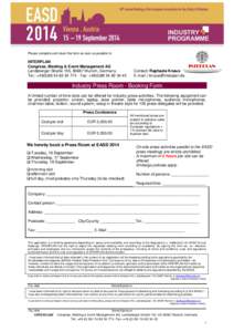 Please complete and return this form as soon as possible to:  INTERPLAN Congress, Meeting & Event Management AG Landsberger Straße 155, 80687 Munich, Germany Tel.: +[removed]774 - Fax: +[removed]45