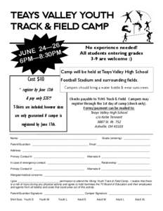TEAYS VALLEY YOUTH TRACK & FIELD CAMP 6