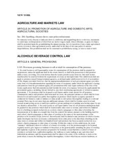 NEW YORK  AGRICULTURE AND MARKETS LAW ARTICLE 24. PROMOTION OF AGRICULTURE AND DOMESTIC ARTS; AGRICULTURAL SOCIETIES Sec[removed]Gambling; obscene shows; state police enforcement.