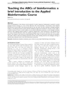 Briefings in Bioinformatics Advance Access published September 5, 2013  B RIEFINGS IN BIOINF ORMATICS . page 1 of 10 doi:[removed]bib/bbt065