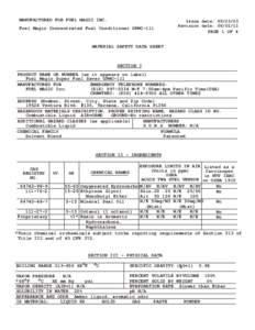 MANUFACTURED FOR FUEL MAGIC INC. Fuel Magic Concentrated Fuel Conditioner GPMC-111 Issue date: [removed]Revision date: [removed]