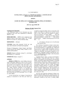 Page[removed]of 2 DOCUMENTS DAVID J. DUEA, as Trustee, etc., Plaintiff and Appellant, v. COUNTY OF SAN DIEGO, Defendant and Respondent. D058333