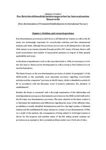 [Summary of results:]    Das Betriebsstättendiskriminierungsverbot im Internationalen  Steuerrecht  [Non‐discrimination of Permanent Establishments in International Tax Law]   