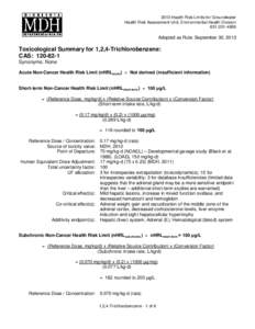 1,2,4-Trichlorobenzene Toxicological Summary  Minnesota Department of Health  September 30, 2013