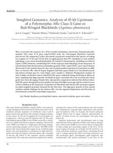 Article  doi:[removed]geno[removed], available online at http://www.idealibrary.com on IDEAL Songbird Genomics: Analysis of 45 kb Upstream of a Polymorphic Mhc Class II Gene in