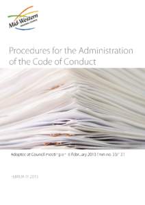 Procedures for the Administration of the Model Code of Conduct for Local Councils in NSW - March 2013