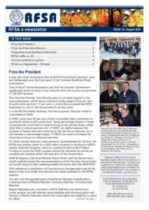 RFSA e-newsletter  Issue 15– August 2010 in this issue From the President ............................. . . . . . . . . . . . . . . . . . . . . . . . . .
