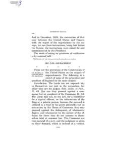 JEFFERSON’S MANUAL § 601 And in December, 1800, the convention of that year between the United States and France, with the report of the negotiations by the envoys, but not their instructions, being laid before