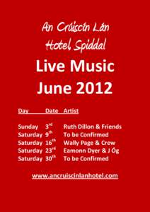 An Crúiscín Lán Hotel, Spiddal Live Music June 2012 Day