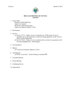 6:30 p.m.  March 19, 2012 REGULAR MEETING OF COUNCIL AGENDA